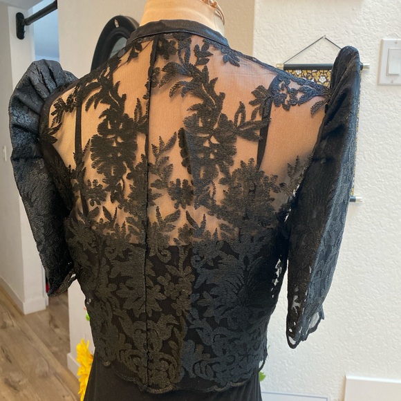Black Sheer Lace Filipiniana Bolero Top - Picture 5 of 8